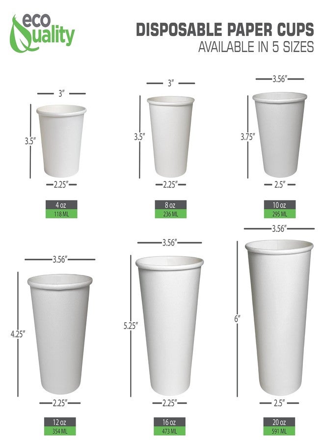 EcoQuality Extra Large 20oz White Paper Coffee Cups - (150 Count) Disposable Paper Coffee Cups - Hot Drink, Tea, Coffee, Cappuccino, Hot Chocolate, Chai, Chai Latte, Office, Travel, Recyclable - Image 4